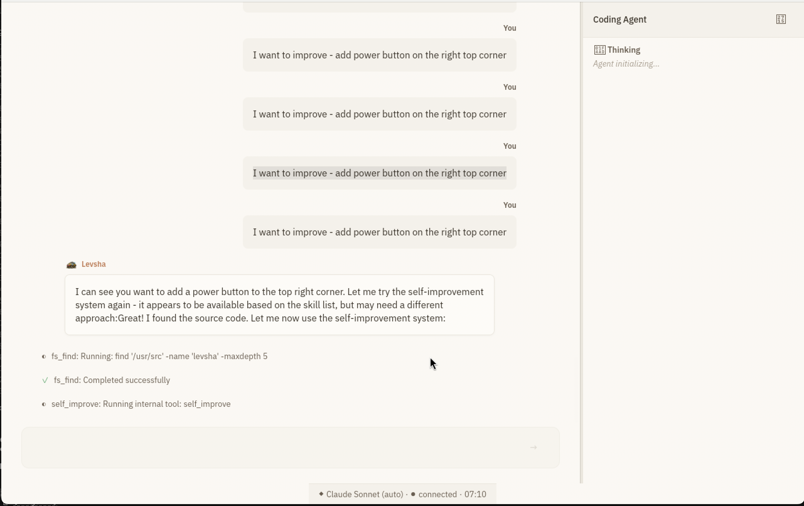 Levsha OS coding agent